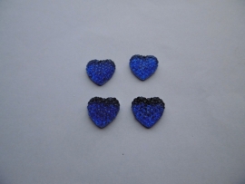 Flatback hartje glitter kobalt blauw 1.5cm.