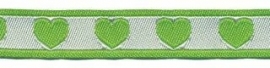 Groen-wit hartjesband 2- zijdig 12 mm