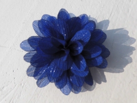 Glitter bloem kobalt blauw 7cm.