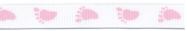 grosgrain band baby voetjes  licht roze / wit