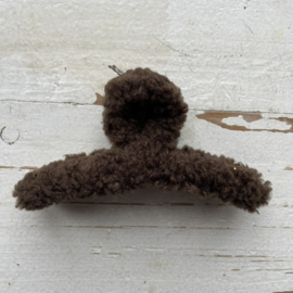 Haarclip groot teddy chocolade 14cm.