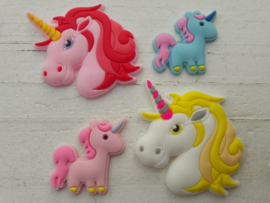 Flatback unicorns hoofd roze 4x4.5cm.