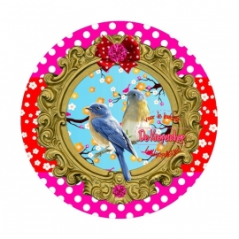 Flatback Birds fuchsia polkadot