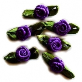 Roosjes met blad paars 2cm.