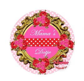 Flatback tekst Mama`s Dotje roze polkadot (K526)