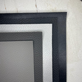 Leer zwart, zwart structuur, zilver, donker grijs, licht grijs mat 20x34cm