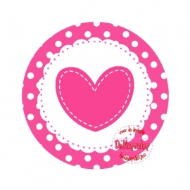 Flatback  hartje fuchsia polkadot