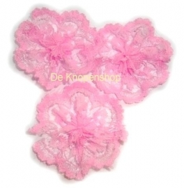 Kanten rozet/bloem  roze pst 5.5cm