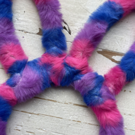 Diadeem haarband vacht konijn paars blauw en roze.