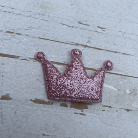 Kroon glitter roze 3.5cm.