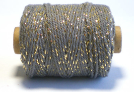 Cotton cord lurex donkergrijs/goud