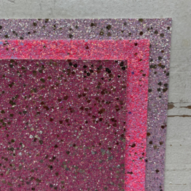 Leer grof glitter confetti diamant roze, pink en licht roze