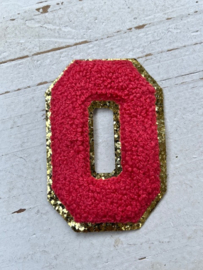 Opstrijkbare applicatie letter G  geel-goud glitter