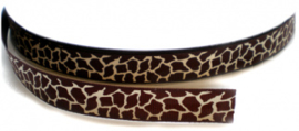 Tijger/panter band bruin/ivoor grosgrain 1cm