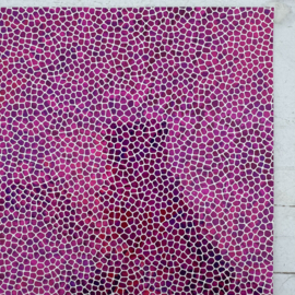 Leer hexagon motief glinster rood, roze, zilver, fuchsia.