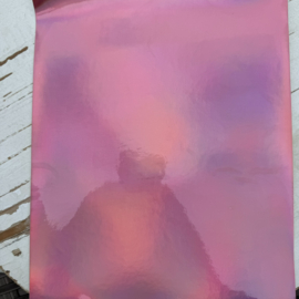 Leer parelmoer glinster roze.