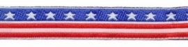 Rood-wit-blauw sterren en strepen (stars & stripes) sierband 12 mm