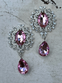 Rhinestone luxe  strass met druppel hanger roze