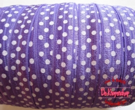 Haarband elastiek paars polkadot 1,5 cm