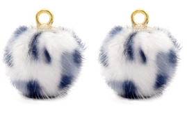 Pompom bedel leopard Grijs-blue