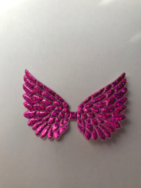 Vleugels hot pink glitter 7x4.5cm.