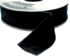 Velvet/fluweel band zwart dubbelzijdig 1.5cm