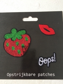 Patches Oops/Aardbei/Lippen opstrijkbaar