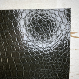 krokodillenprint leer zwart 20x30cm
