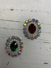 Rhinestone parel en steen diverse kleuren 3.2x4cm.