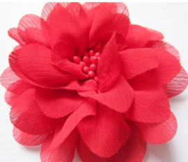 Bloem chiffon rood 11cm.