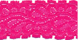 Elastisch kant (haarbandjes) knal roze 3.5 cm