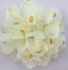 Bloemen chiffon beige polkadot goud 7cm.