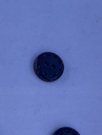 Knoop donker blauw met bloem 12mm