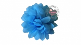 Bloem chiffon aqua/lichtblauw 10cm.