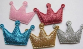 Kroon glitter diverse kleuren 5.5x4cm.