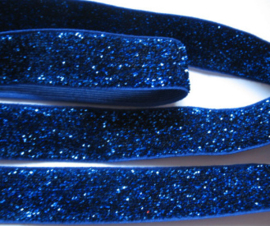 Elastisch haarband royal blue/kobalt glitter 1.7cm