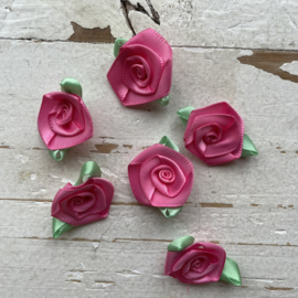 Roosjes met mint blad roze 3.5cm.