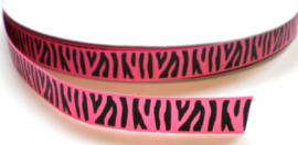 Zebra band roze/zwart grosgrain