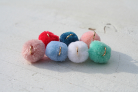 Pompom bedel jeans blauw met oog zilver