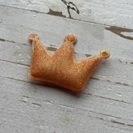 Kroon koningsdag oranje glitter 5cm.