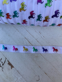 Elastisch band zwart rainbow hologram unicorn