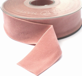 Velvet/fluweel band dusty pink/oud roze dubbelzijdig  2.5cm