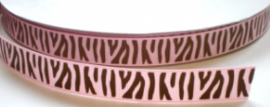Zebra band lichtroze/bruin grosgrain