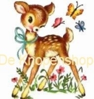 Flatback Vintage deer & vlinders wit (k501)