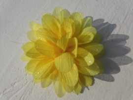 Glitter bloem geel 7cm.