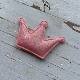 Kroon roze glitter 5cm.