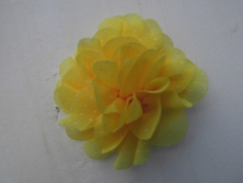 Bloem chiffon stip geel 11cm.