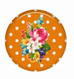 Flatback bloemen polka dot oranje (k126)