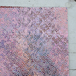 Leer hexagon motief glinster rood, roze, zilver, fuchsia.