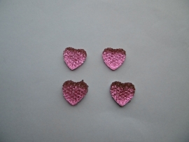 Flatback hartje glitter pink 1.5cm.